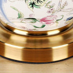 Scalloped Round Ceramic Table Lamp with Traditional Chinese Bird Pattern
