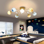 Nordic 13-Light Semi-Flush Mount Ceiling Light - Earth Planet Design for Kids' Bedrooms