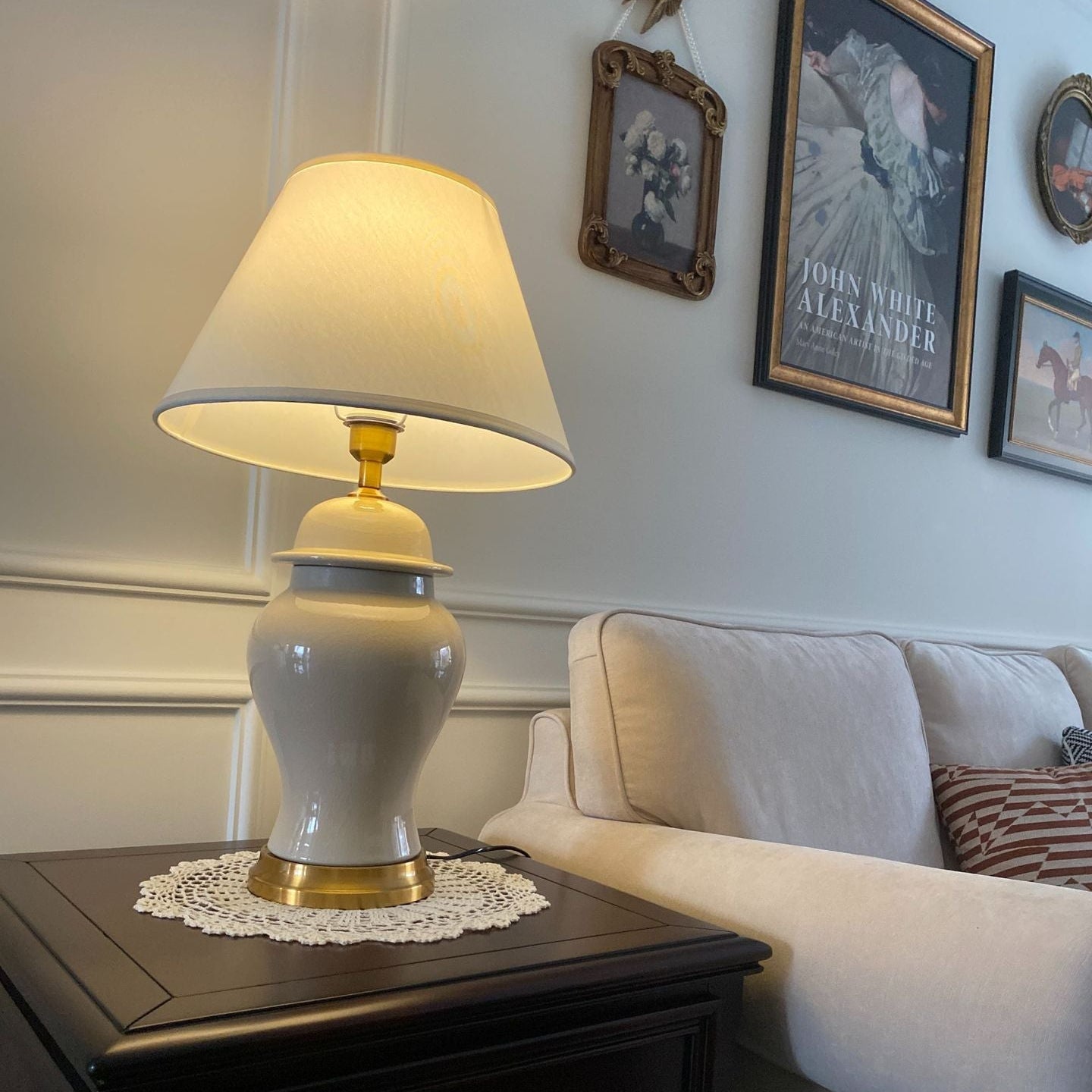 Rustic Ceramic Conic Table Lamp with 1-Light for Study