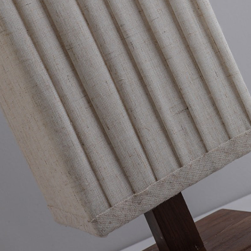 Japanese Walnut Fabric LED Floor Lamp - Rectangular Column Design for Living Room