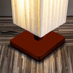 Japanese Walnut Fabric LED Floor Lamp - Rectangular Column Design for Living Room