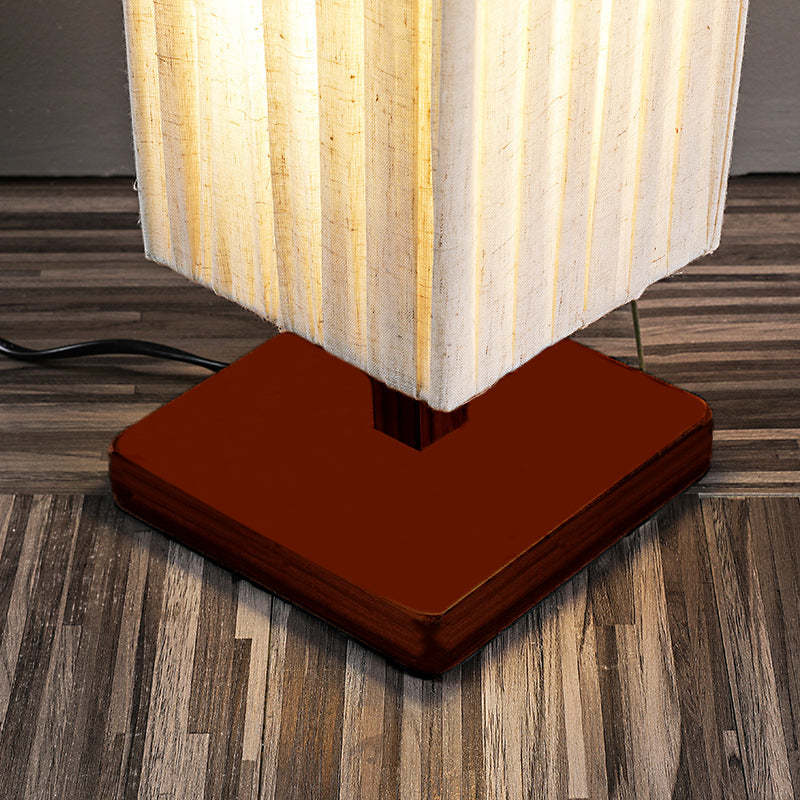 Japanese Walnut Fabric LED Floor Lamp - Rectangular Column Design for Living Room