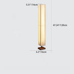 Japanese Walnut Fabric LED Floor Lamp - Rectangular Column Design for Living Room