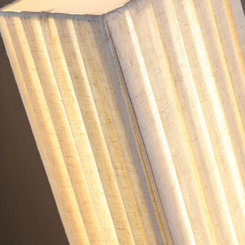 Japanese Walnut Fabric LED Floor Lamp - Rectangular Column Design for Living Room