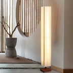 Japanese Walnut Fabric LED Floor Lamp - Rectangular Column Design for Living Room
