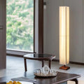 Japanese Walnut Fabric LED Floor Lamp - Rectangular Column Design for Living Room