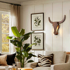 Rustic Solid Wood Cow Head LED Sconce