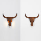 Rustic Solid Wood Cow Head LED Sconce