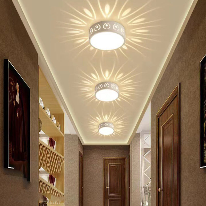 Nordic Round LED Flush Mount Ceiling Light - Contemporary Iron & Acrylic Design for Hallways