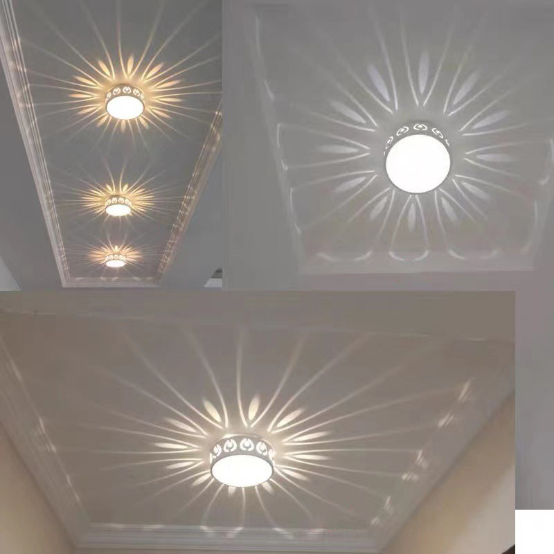 Nordic Round LED Flush Mount Ceiling Light - Contemporary Iron & Acrylic Design for Hallways
