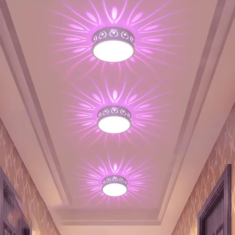 Nordic Round LED Flush Mount Ceiling Light - Contemporary Iron & Acrylic Design for Hallways