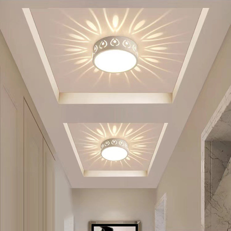 Nordic Round LED Flush Mount Ceiling Light - Contemporary Iron & Acrylic Design for Hallways