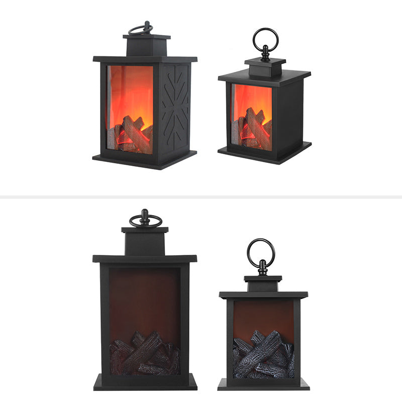 Modern Retro LED Table Lamp with Simulated Flame - Round & Rectangular Design for Living Room