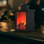 Modern Retro LED Table Lamp with Simulated Flame - Round & Rectangular Design for Living Room