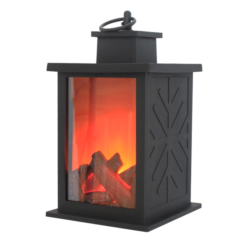 Modern Retro LED Table Lamp with Simulated Flame - Round & Rectangular Design for Living Room