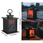 Modern Retro LED Table Lamp with Simulated Flame - Round & Rectangular Design for Living Room
