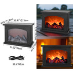 Modern Retro LED Table Lamp with Simulated Flame - Round & Rectangular Design for Living Room