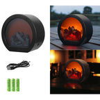 Modern Retro LED Table Lamp with Simulated Flame - Round & Rectangular Design for Living Room