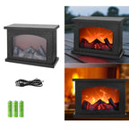 Modern Retro LED Table Lamp with Simulated Flame - Round & Rectangular Design for Living Room