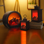 Modern Retro LED Table Lamp with Simulated Flame - Round & Rectangular Design for Living Room