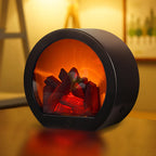 Modern Retro LED Table Lamp with Simulated Flame - Round & Rectangular Design for Living Room