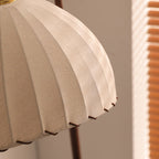 Modern Retro Wood and Iron Dome Floor Lamp with Fabric Shade - 1-Light for Living Room