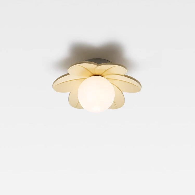 Scandinavian-Inspired 1-Light Semi-Flush Mount Ceiling Light with Resin and Glass for Hallways