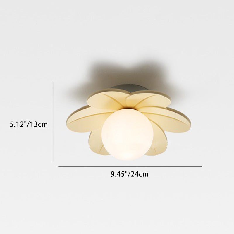 Scandinavian-Inspired 1-Light Semi-Flush Mount Ceiling Light with Resin and Glass for Hallways