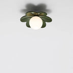 Scandinavian-Inspired 1-Light Semi-Flush Mount Ceiling Light with Resin and Glass for Hallways