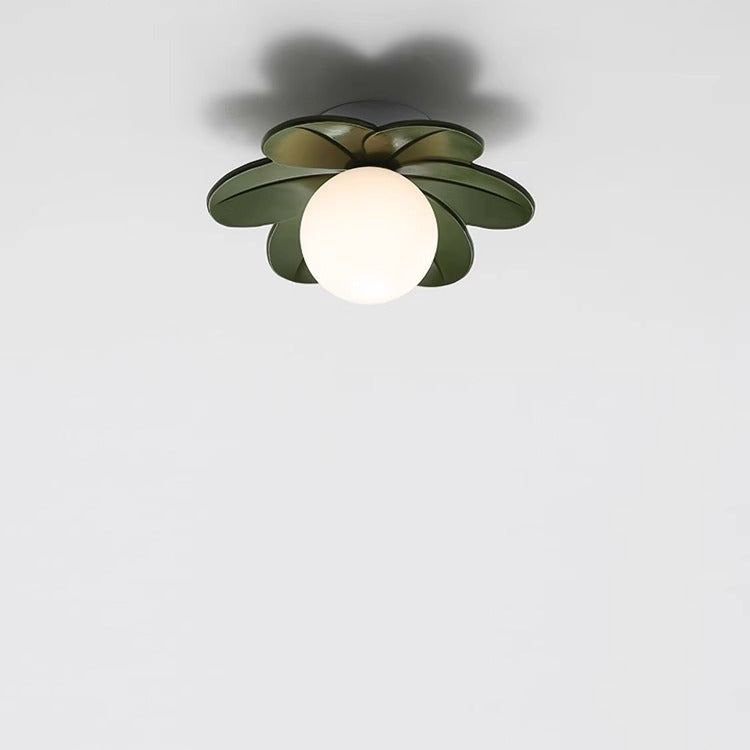 Scandinavian-Inspired 1-Light Semi-Flush Mount Ceiling Light with Resin and Glass for Hallways