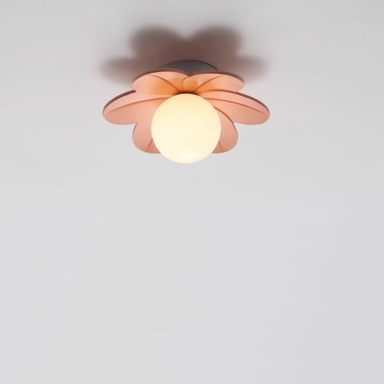 Scandinavian-Inspired 1-Light Semi-Flush Mount Ceiling Light with Resin and Glass for Hallways