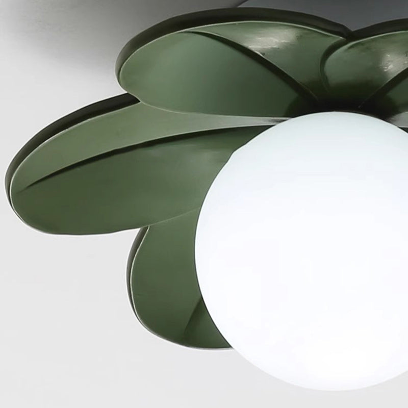 Scandinavian-Inspired 1-Light Semi-Flush Mount Ceiling Light with Resin and Glass for Hallways