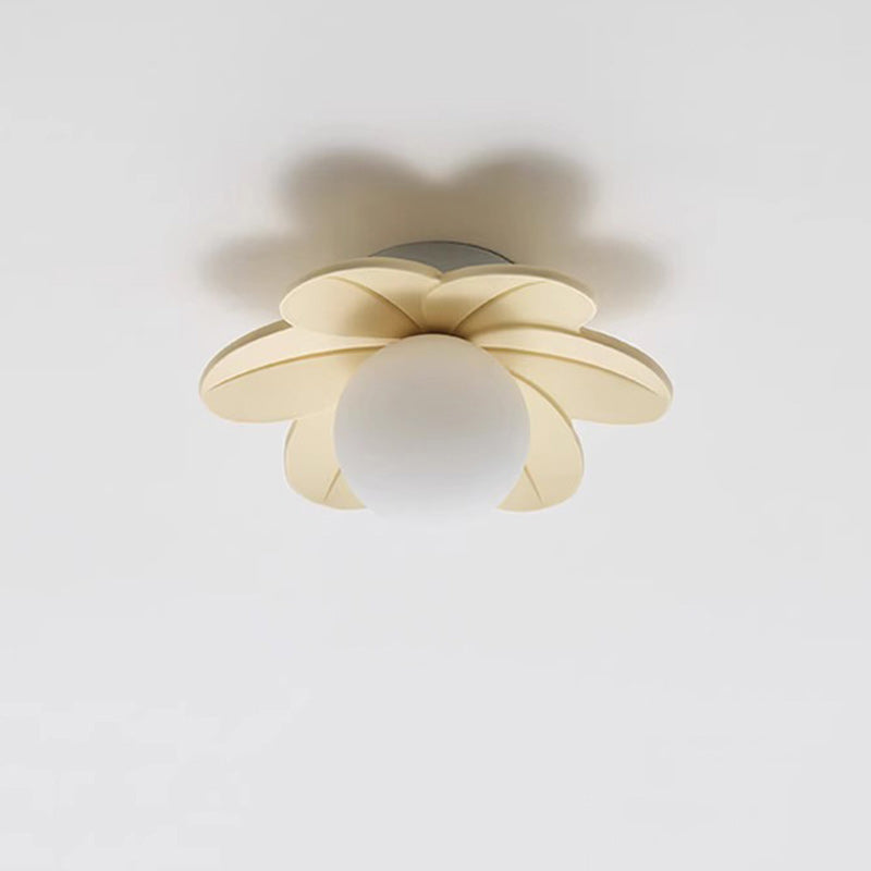 Scandinavian-Inspired 1-Light Semi-Flush Mount Ceiling Light with Resin and Glass for Hallways