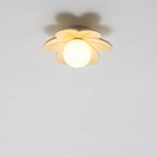 Scandinavian-Inspired 1-Light Semi-Flush Mount Ceiling Light with Resin and Glass for Hallways