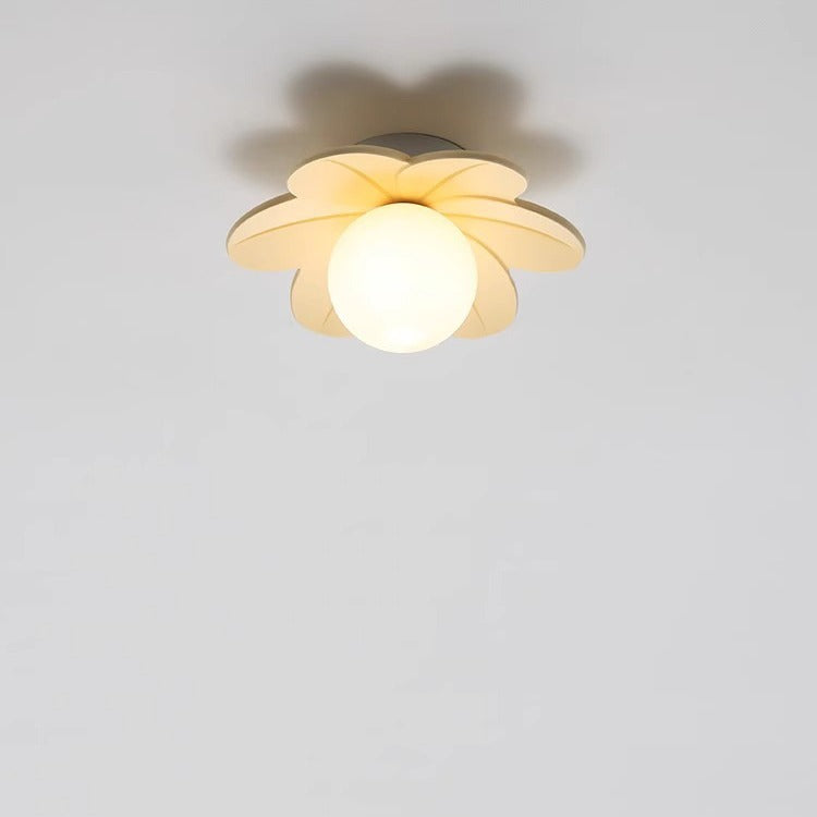 Scandinavian-Inspired 1-Light Semi-Flush Mount Ceiling Light with Resin and Glass for Hallways