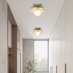 Scandinavian-Inspired 1-Light Semi-Flush Mount Ceiling Light with Resin and Glass for Hallways