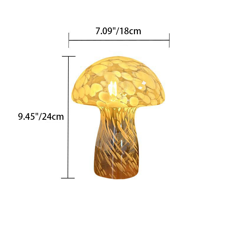 Art Deco Glass Mushroom Table Lamp - 1-Light Design for Bedside
