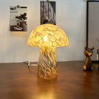 Art Deco Glass Mushroom Table Lamp - 1-Light Design for Bedside