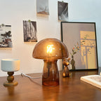 Art Deco Glass Mushroom Table Lamp - 1-Light Design for Bedside