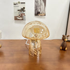 Art Deco Glass Mushroom Table Lamp - 1-Light Design for Bedside