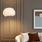 Nordic Iron Feather Crystal Oval Floor Lamp - 1-Light Design for Living Room