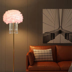 Nordic Iron Feather Crystal Oval Floor Lamp - 1-Light Design for Living Room