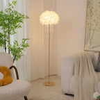Nordic Iron Feather Crystal Oval Floor Lamp - 1-Light Design for Living Room