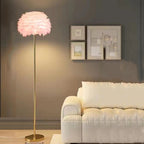 Nordic Iron Feather Crystal Oval Floor Lamp - 1-Light Design for Living Room