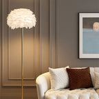 Nordic Iron Feather Crystal Oval Floor Lamp - 1-Light Design for Living Room