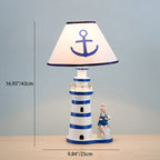 Coastal Wood Kids Lighthouse Table Lamp - 1-Light Design for Bedroom