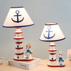 Coastal Wood Kids Lighthouse Table Lamp - 1-Light Design for Bedroom