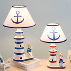 Coastal Wood Kids Lighthouse Table Lamp - 1-Light Design for Bedroom