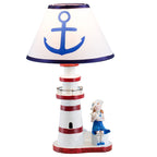 Coastal Wood Kids Lighthouse Table Lamp - 1-Light Design for Bedroom