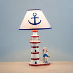 Coastal Wood Kids Lighthouse Table Lamp - 1-Light Design for Bedroom